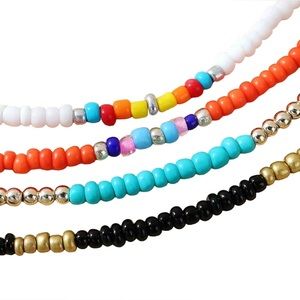 4 Boho Colorful Beaded Anklets Ankle Bracelets